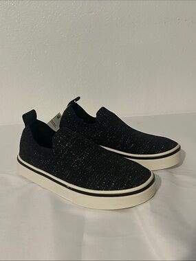 Black Knit Slip-On Loafers with Sparkle Trim